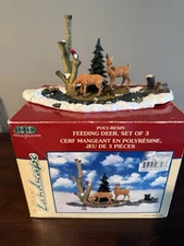 Lemax Enchanted Forest Poly Resin Feeding Deer 03327 Retired 2002 With Box