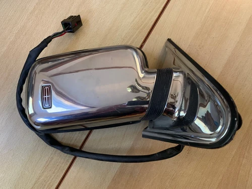 1984-92 Lincoln Mark VII Right Side Power Adjust Heated Mirror Polished Chrome