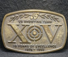 XC19124 VINTAGE 1993 U.S. SHOOTING TEAM OLYMPIC GUN SPORT MENS BELT BUCKLE