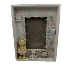 Childs Animal 3D Picture Frame / Shadow Box Pics Bear Garden Cottage Core Vintag