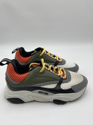 Men s Dior Men B22 Sneakers White Khaki Orange Chunky Logo Trainers Size 39