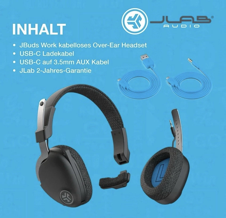JLab JBuds Work Wireless Headset with Microphone Over Ear Computer Headsets 60HR - Image 4 of 4