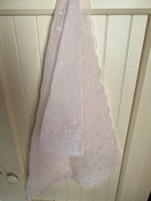 Vintage Nylon Chiffon Sheer Ornamental Raised Floral Pink Scarf 1950  s GORGEOUS 