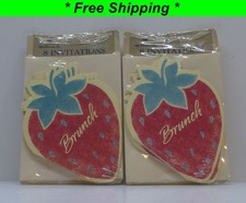 Lot of 16 Vintage Hallmark Strawberry Brunch Invitations Cards - Made in USA