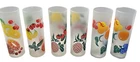 Federal Glass Co Set Of 6 Fruit Design Frosted Tom Collins Drinking Glasses VTG