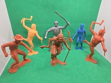 Vintage Louis Marx 6" Cowboys, Indians, Knights And other Plastic Figures Lot