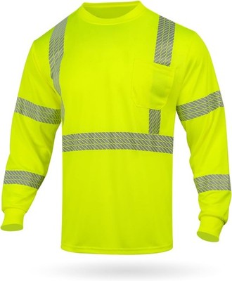 GLIMMR Safety Shirt Long Sleeve Class 3 High Visibility Reflective Men's Hi Vis 