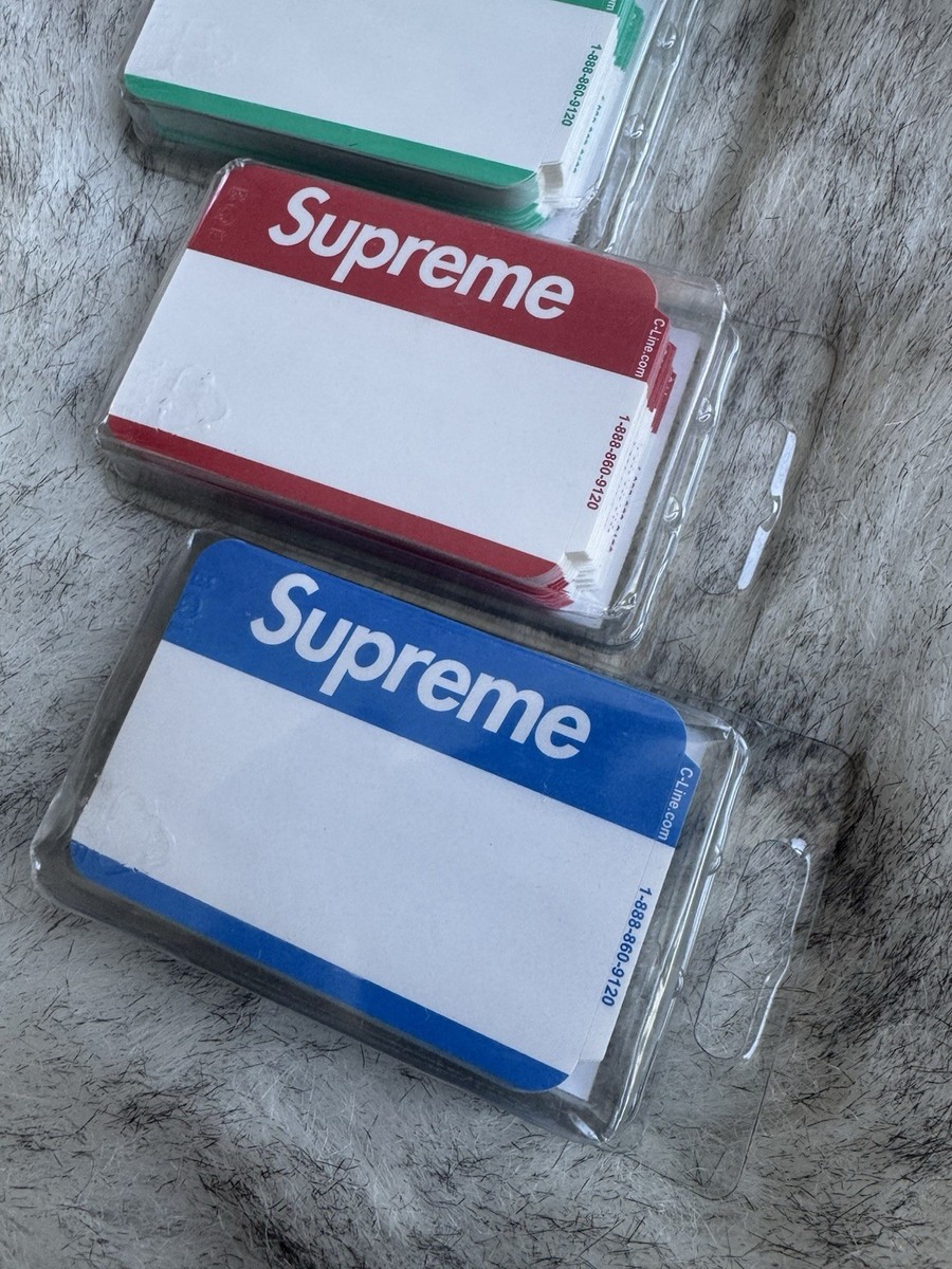 ノート+メモ帳+ふせん Supreme Name Badge Stickers Pack of 100 SUPREME Name Badge100 Sticker x 3 Set Pack | Red Green Blue | 2020