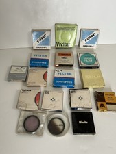 17pc Lot Of Vintage Camera Lens Filters 49mm, Includes One Lens Hood