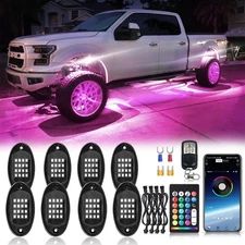 8Pods Segmented RGB LED Rock Lights Kit with APP/RF Remote Control, Upgraded ...