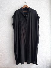 Women’s Uniqlo Black Linen Blend Oversized Button Shirt Midi Dress Size L