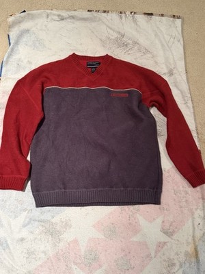 American Eagle Performance Sweater Mens Large Long Sleeve Pullover Red/Gray