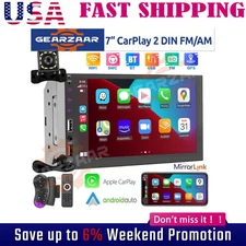 7" Car Radio Apple/Andriod Carplay BT Car Stereo Touch Screen Double Din +Camera