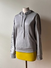 NWOT adidas Gray Climawarm Hooded Sweatshirt Foil Graphic Sleeves Womens Size S