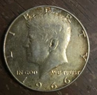 1966 Kennedy Half Dollar 40% Silver Coin AU