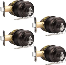 Entry Door Knobs Entry Locks Combo Pack, 4Pack Oil Rubbed Bronze Keyed Alike