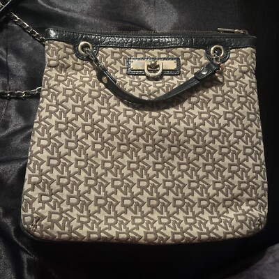 DKNY Brown Signature monogrammed minimalist Shoulder Bag
