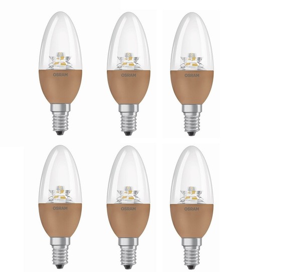6X Osram Led Kerze E14 Dimmbar 5,7W = 40W Warmweiß Gold Retro Eek:G (Spektr A-G)-image