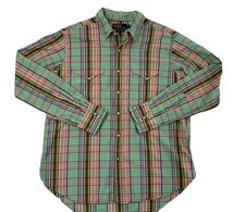 Vintage 90's Polo Ralph Lauren RL Western Pearl Snap Shirt Large ￼plaid VGC