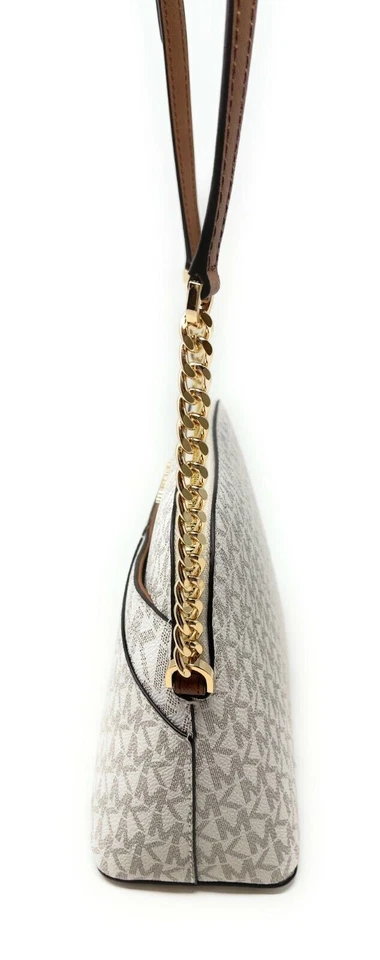 Michael Kors Jet Set Travel Medium Dome Vanilla Crossbody Signature MK Bag - Image 3 of 4