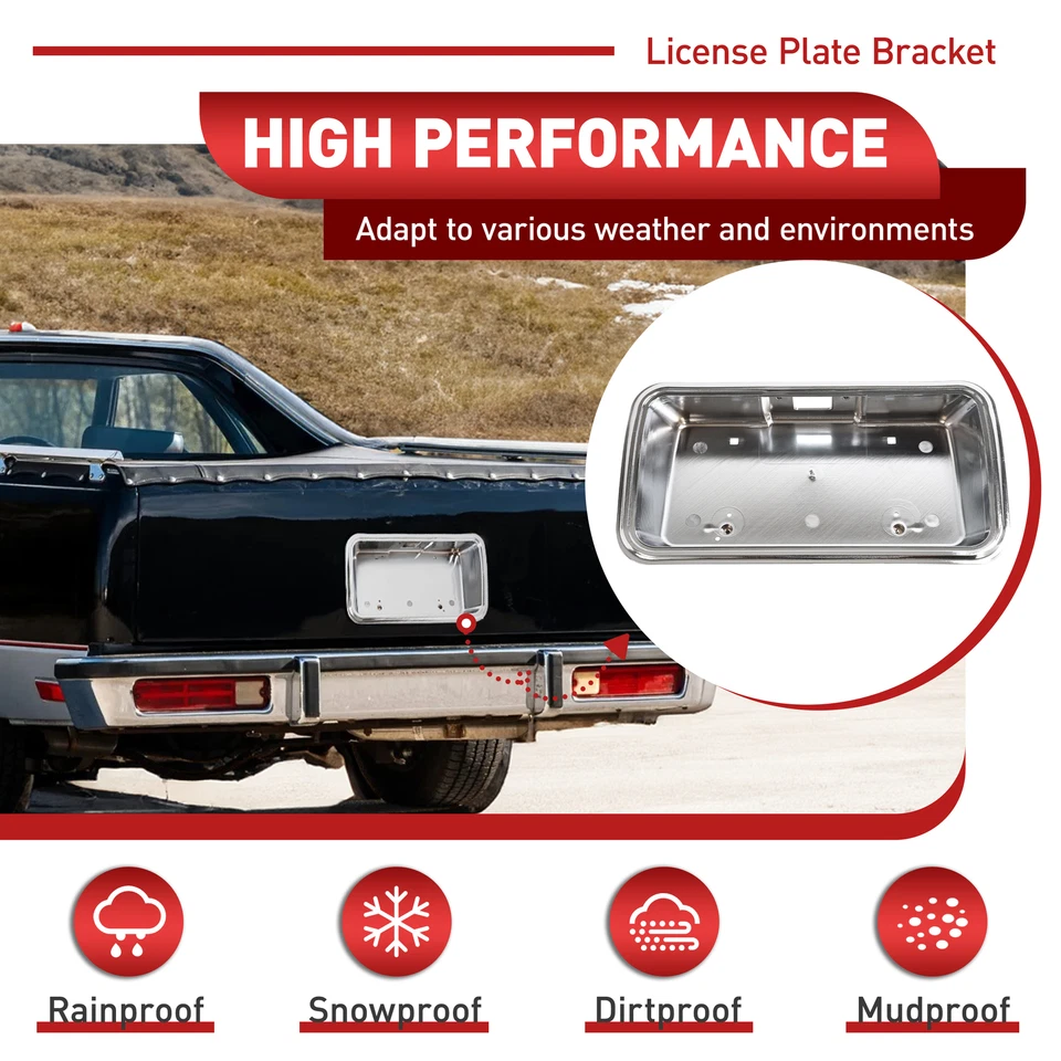 Rear License Plate Tag Bracket Holder Chrome For Chevrolet El Camino 1978-1987 - Image 3 of 4