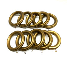 PACK OF TEN - styled Curtain Rings For 3 Wood Pole for Window Drapes - Gold
