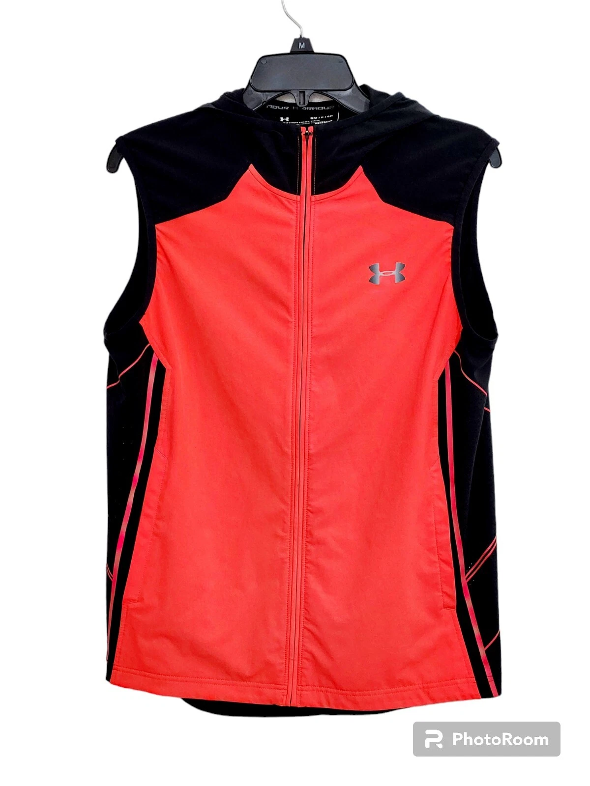Under Armour Vest Running zip up hooded sleeveless mens sz S