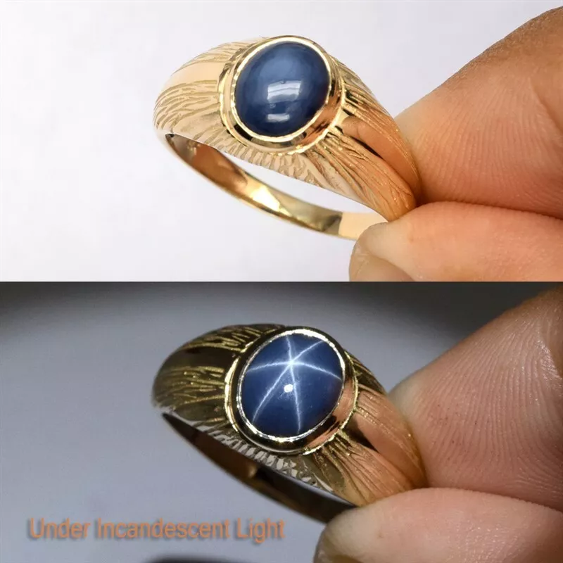 Light blue star sapphire ring deals