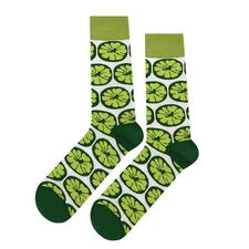 NWT Lime Slice Dress Socks Novelty Men 8-12 Green Crazy Fun Sockfly