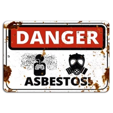 Rustic Asbestos Danger Sign - Bold Red & White Warning