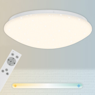 Runde LED Deckenleuchte Lampe Sternenhimmel dimmbar CCT Fernbedienung 38cm weiß
