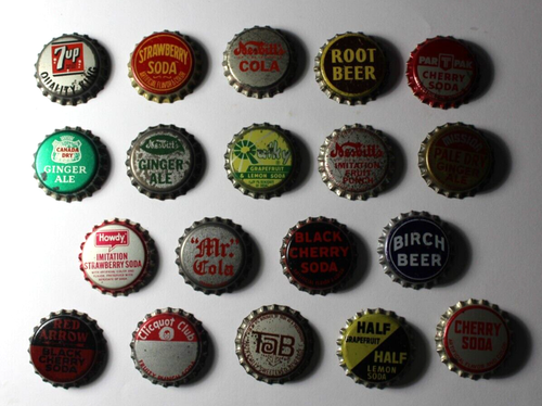 Vintage Lot Of 19 Different Original Bottle Caps All Cork Backs Vintage Soda Pop - Picture 2 of 16