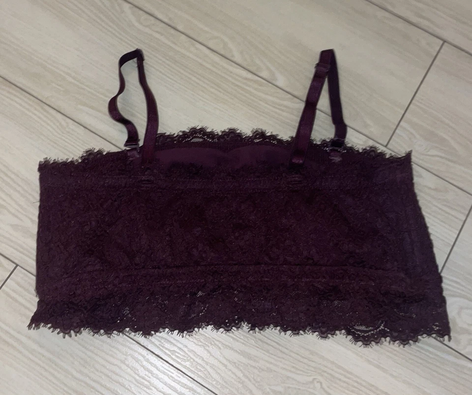 Aerie Lace Bralette Bra Unlined Wire Free Strapless Womens XL XLarge Purple - Image 4 of 4