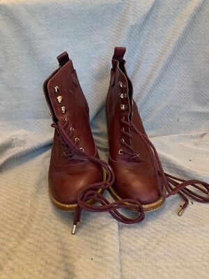 Gianni Bini Maroon Lace-Up Ankle Booties - Women Size 5.5