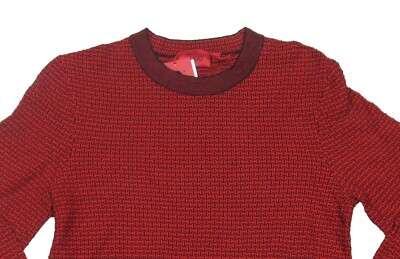 Hugo Boss Red Label Men's Red Struct Textured Graphic Cotton Crew