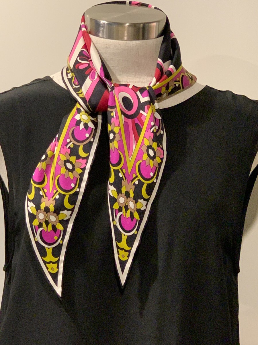 EMILIO PUCCI Italy Silk Twill Pucci Floral Diamond shape Scarf