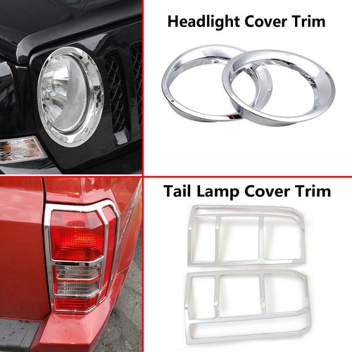 For Jeep Patriot 20112017 Chrome Tail Lamp Trim Frame+ Front Headlight