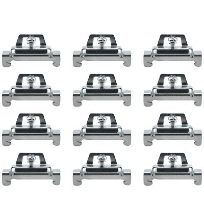 12PCS Silver Galvanized DIN Rail Mount Terminal Blocks End Stopper Screw Clam...