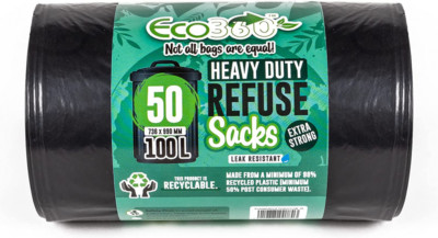 Eco Bag 50 strapazierfähige Müllsäcke, schwarz, 1x 