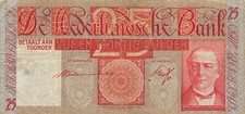 Netherlands  25  Gulden  20.10.1938  P 50  Series  DC  Circulated Banknote SS1