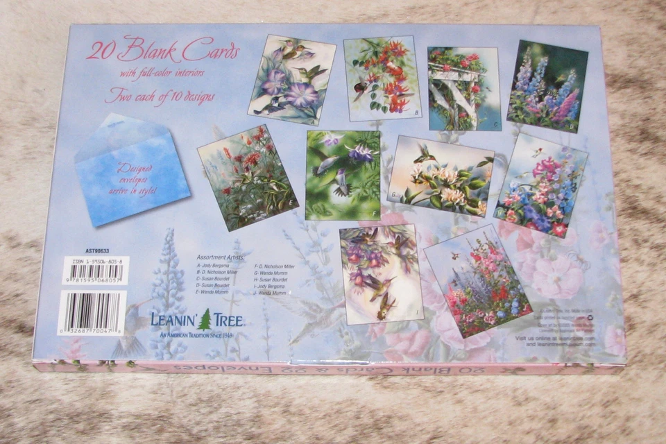 LEANIN TREE Hummingbirds CARD ASSORTMENT #90633~10 Designs 2 Each~Blank Inside~ - Image 2 of 3