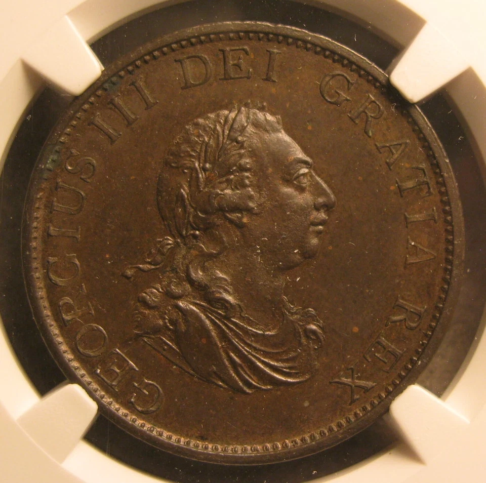 1799 SOHO Great Britain UK Half 1/2 Penny World / Foreign Coin NGC MS 63 BN #502 - Image 4 of 4