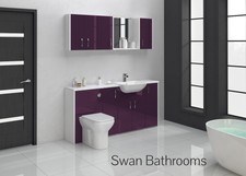 AUBERGINE GLOSS BATHROOM FITTED FURNITURE 1700MM WITH WALL UNITS
