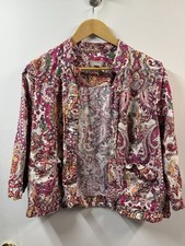 Chicos 2 jacket linen blend pink multi paisley lightweight Cardigan