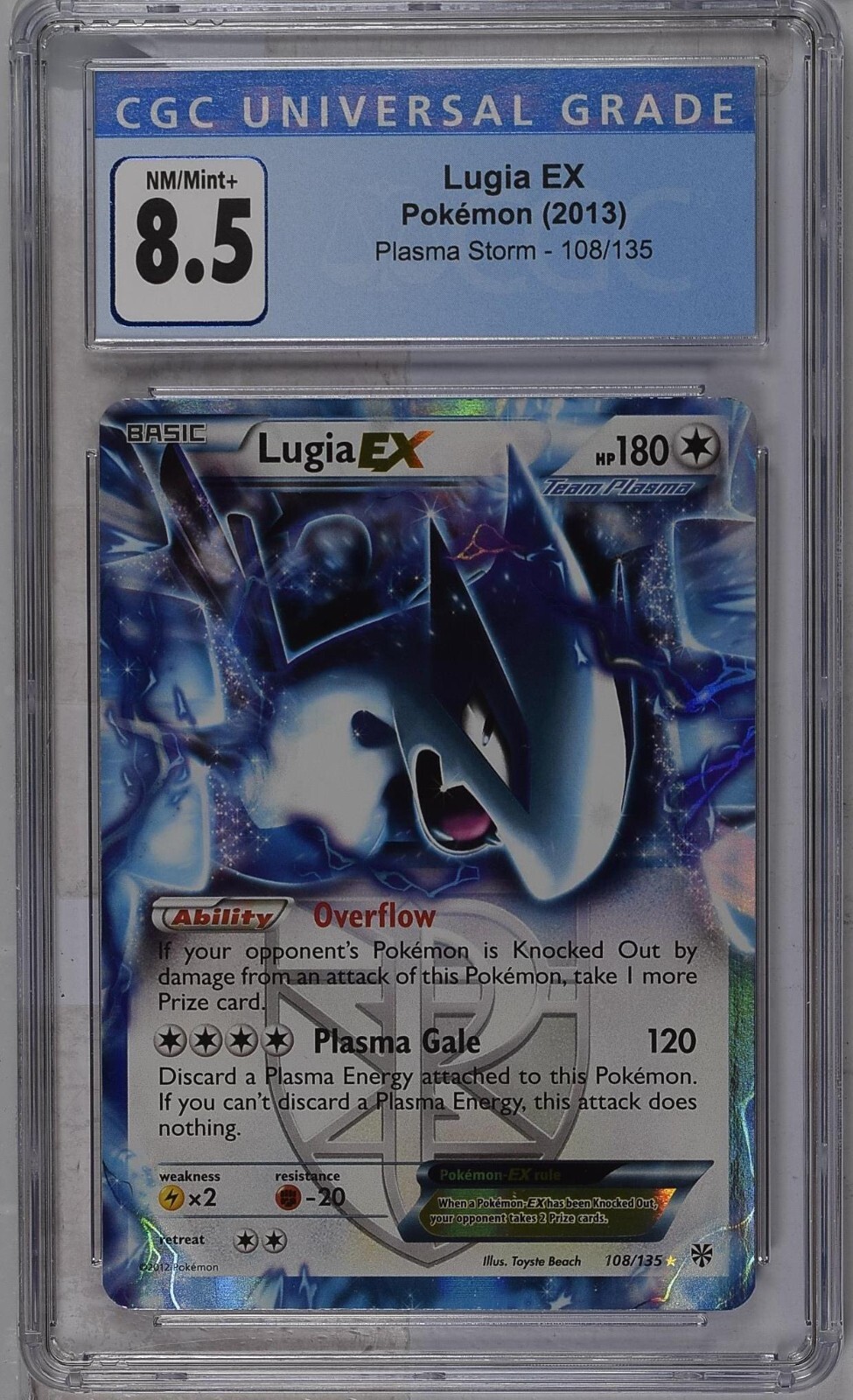 CGC 8.5 Lugia EX (Team Plasma) 108/135 Plasma Storm Holo