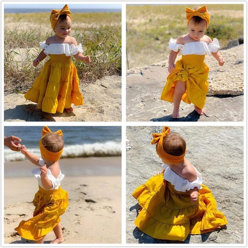 3PCS Fashion Toddler Kids Baby Girls Shirt Dress +Headband Set Clothes Outfits - Picture 2 of 15