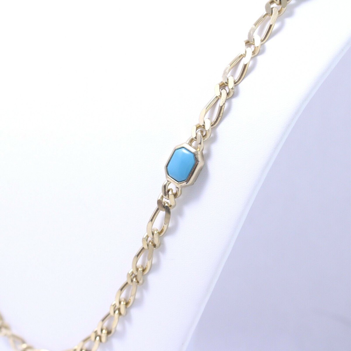 Christian Dior Gold Plated Figaro Logo Chain w/ Turquoise Accents