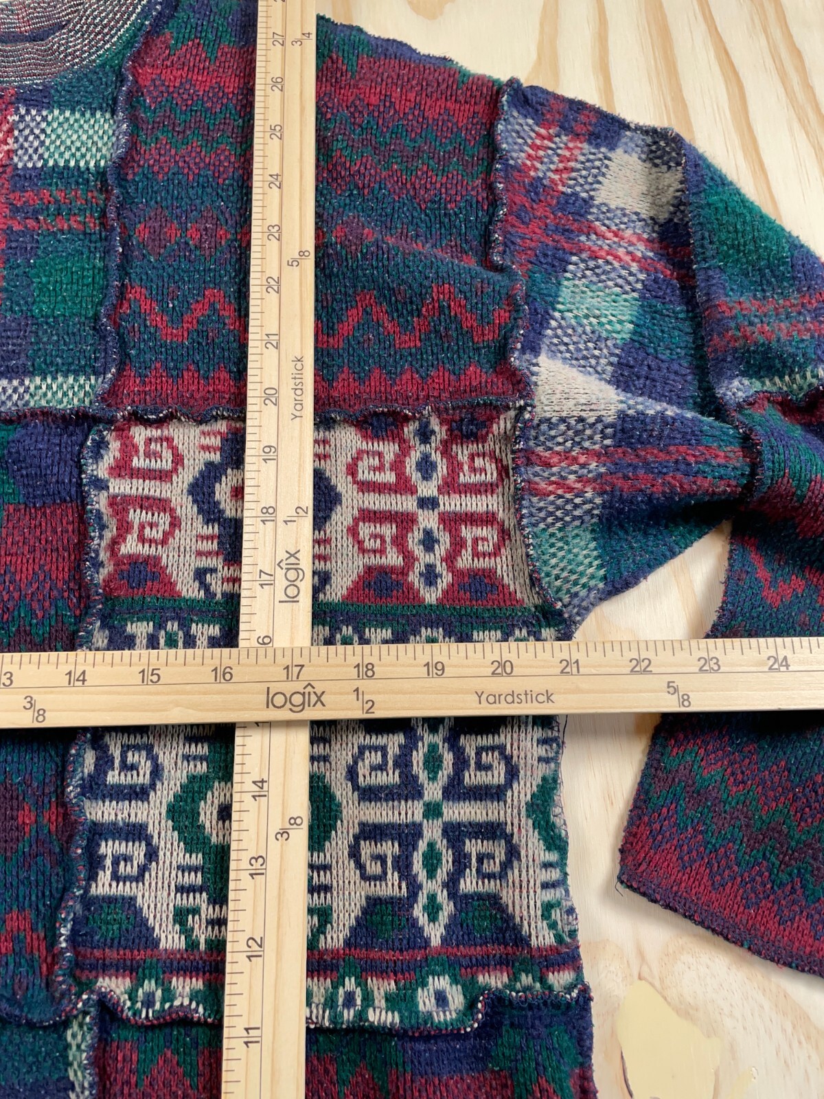 VTG 90s Patchwork Plaid Pattern Sweater Women's M… - image 6