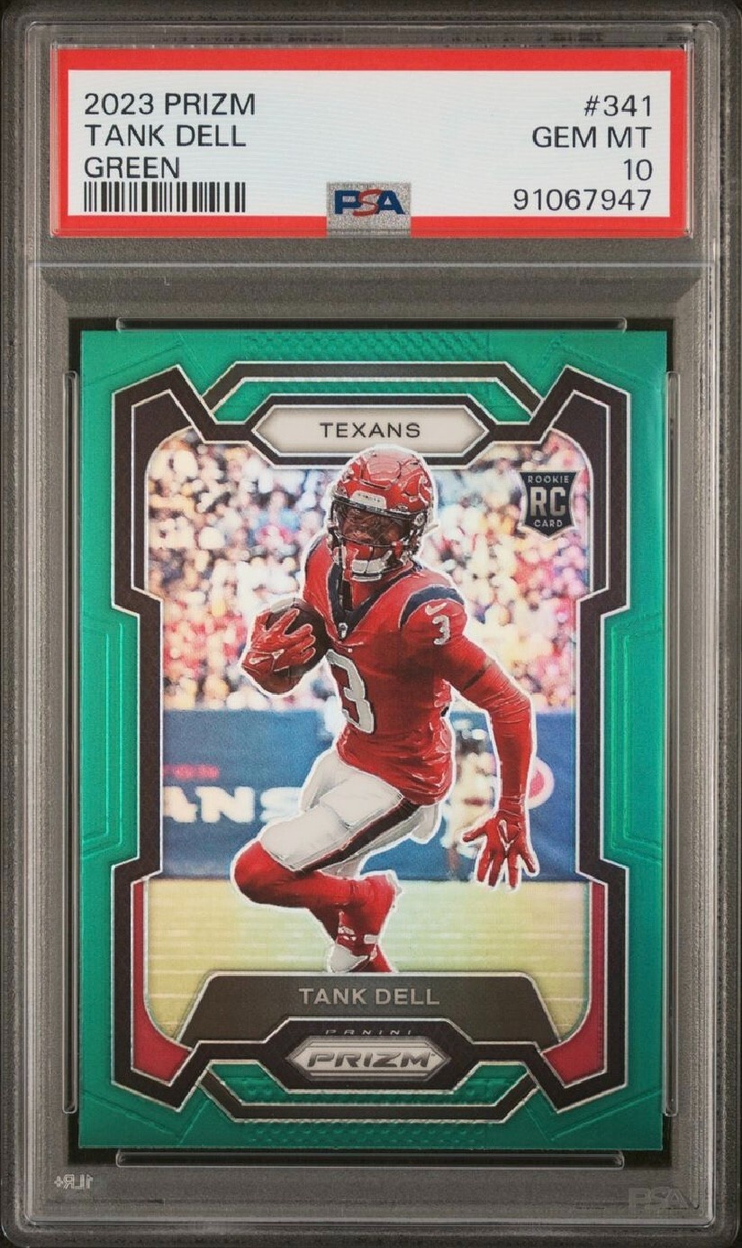 2023 Panini Green Prizm Rookies #341 Tank Dell (RC) PSA 10 - Houston Texans