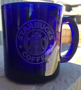 starbucks blue glass cup